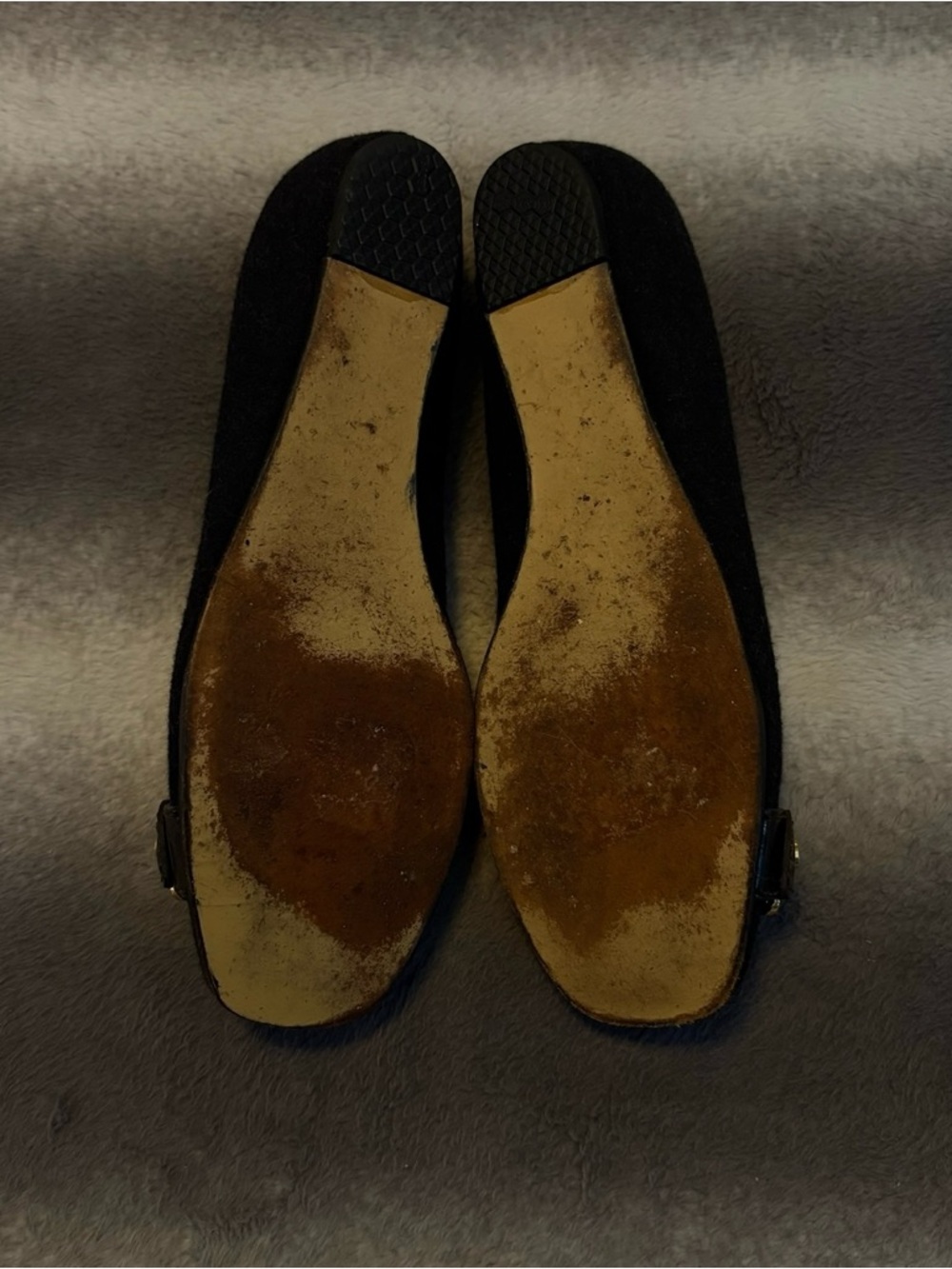 Tory Burch Martha Chain Link Ballet Flats Black Flannel Sz 9 - Picture 8 of 9